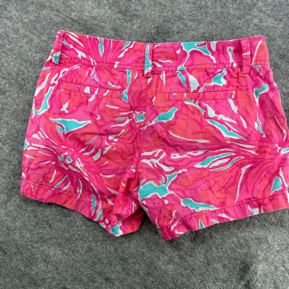 Lilly Pulitzer Callahan Short Womens 6 Pink Turquoise Floral Chino Summer Cotton